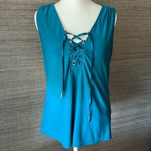 Lucious White House Black Market laced up V-neck tank size medium